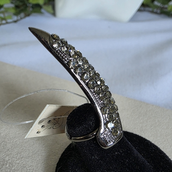 Silver with Rhinestones Claw Midi Ring - Picture 3 of 11